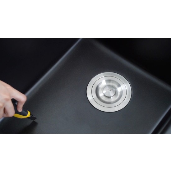 860x460x220mm Black Granite Stone Kitchen Laundry Sink Double Bowls Top/Undermount